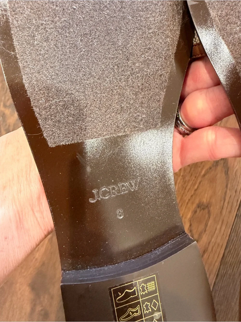 J.Crew Callie canvas brown leather sandals slides size 8